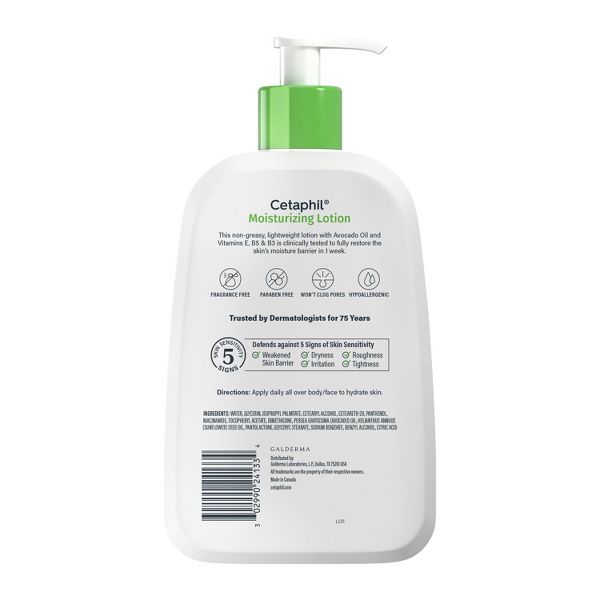 Cetaphil Moisturizing Face and Body Lotion for Dry Skin, Unscented - 16 fl oz