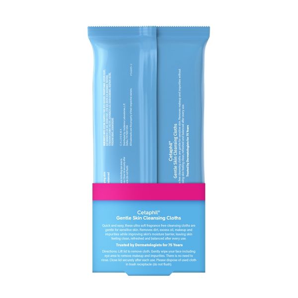 Cetaphil Gentle Skin Cleansing Cloths Makeup Remover Wipes for Face and Body - Unscented - 50ct/2pk