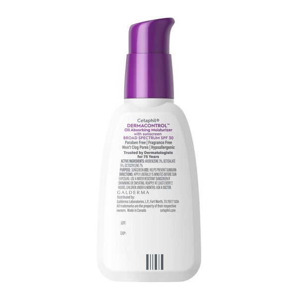 Cetaphil Dermacontrol Oil Absorbing Face Moisturizer Sunscreen Lotion - SPF 30 - 4 fl oz