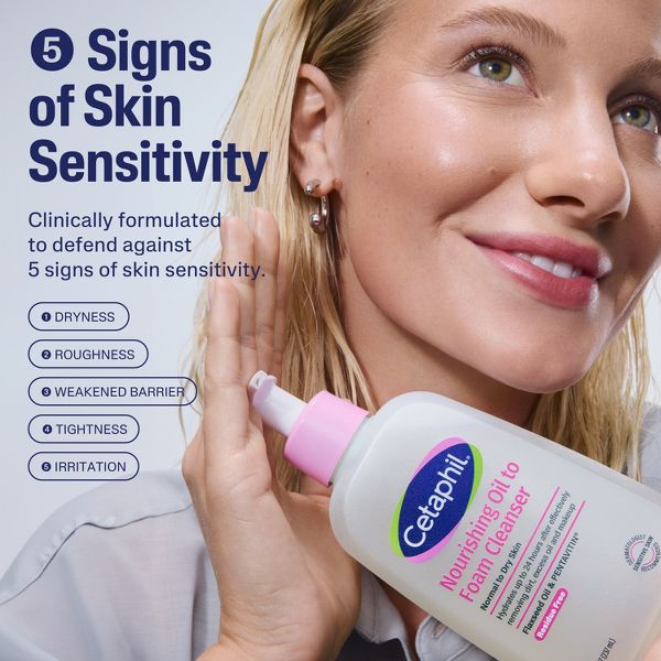 Cetaphil Nourishing Oil to Foam Face Wash Cleanser & Makeup Remover - 8 fl oz