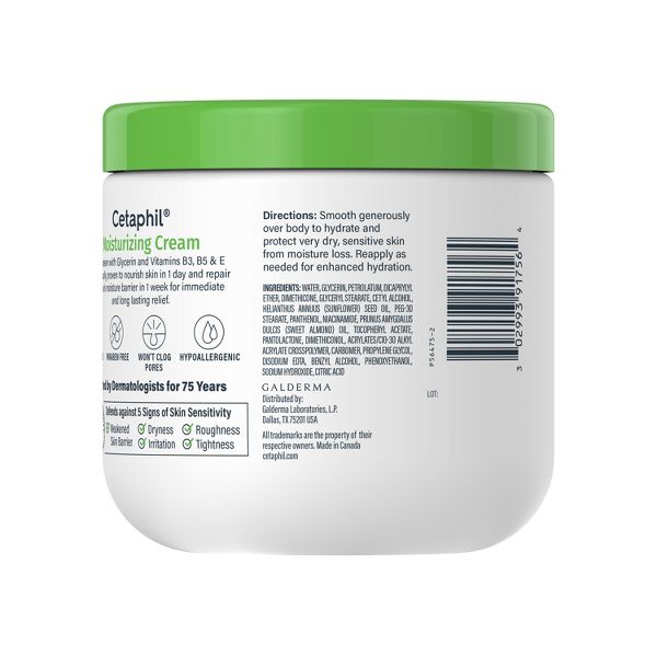 Cetaphil Moisturizing Face and Body Cream for Dry Skin - 16oz