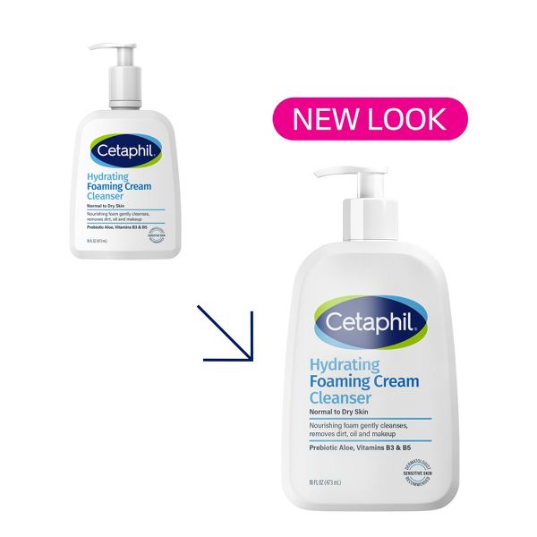 Cetaphil Hydrating Foaming Cream Facial Cleanser Face Wash with Niacinamide - 16oz