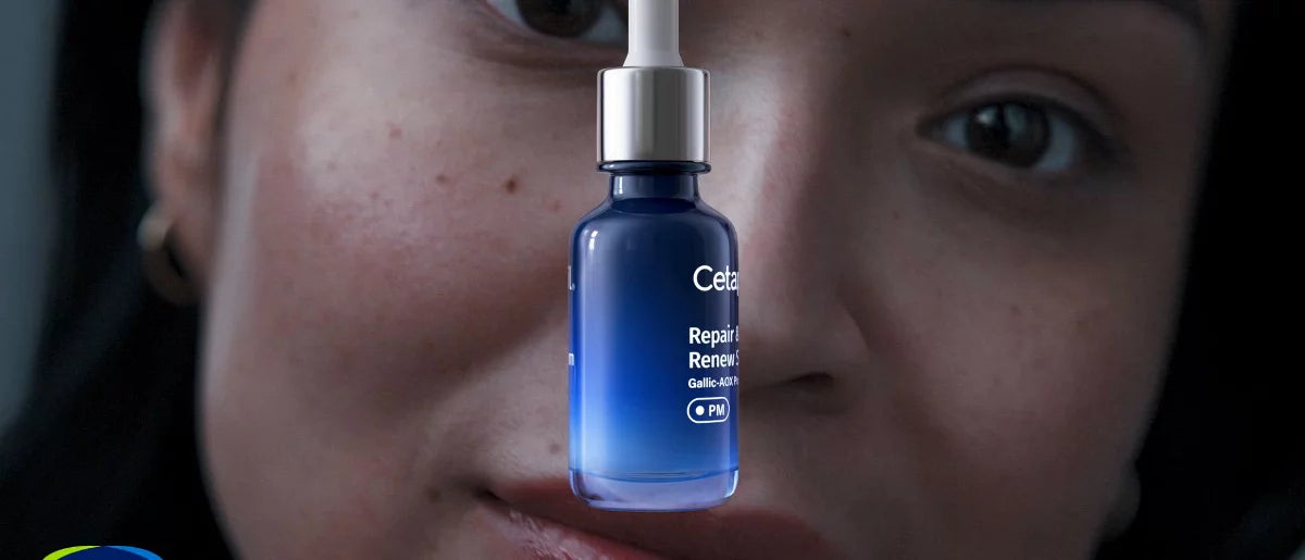 Cetaphil Repair & Renew Night Face Serum for Stressed Sensitive Skin with Gallic Acid & Vitamin E - Travel Size - 1 fl oz